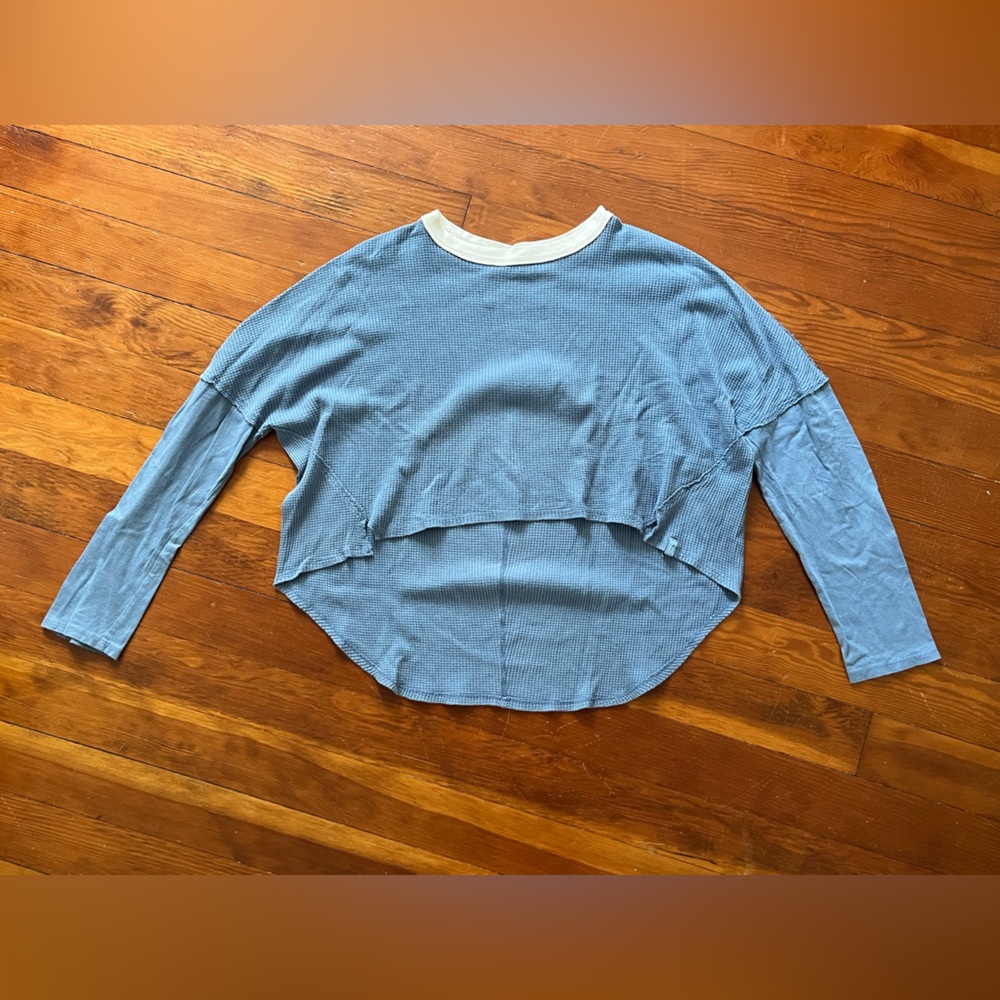 Free People We The Free Cropped High Low Waffle Long Sleeve